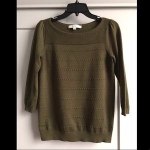 LOFT 3/4 Sleeve Olive Green Sweater - Small